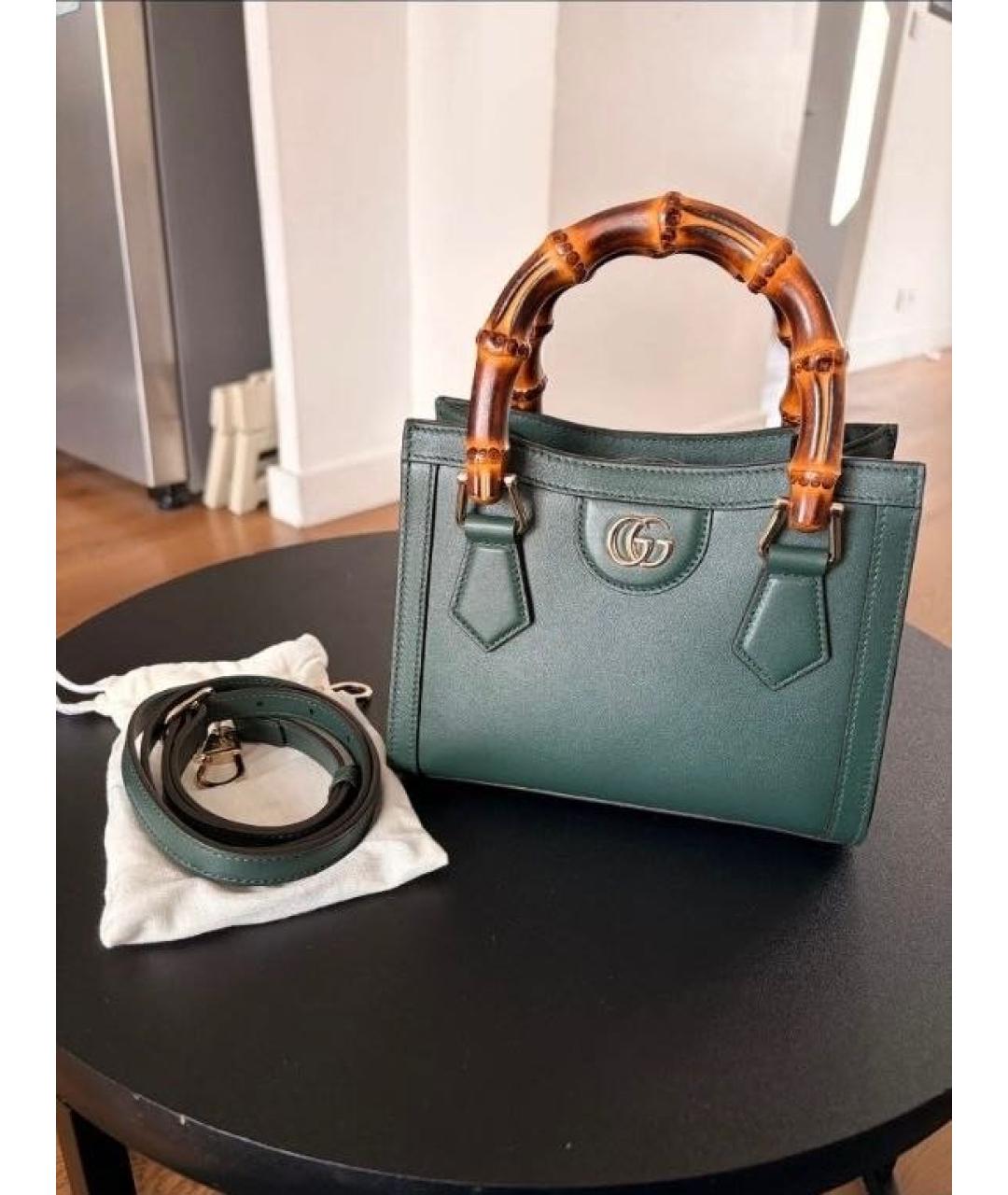 GUCCI Зеленая кожаная сумка с короткими ручками, фото 2