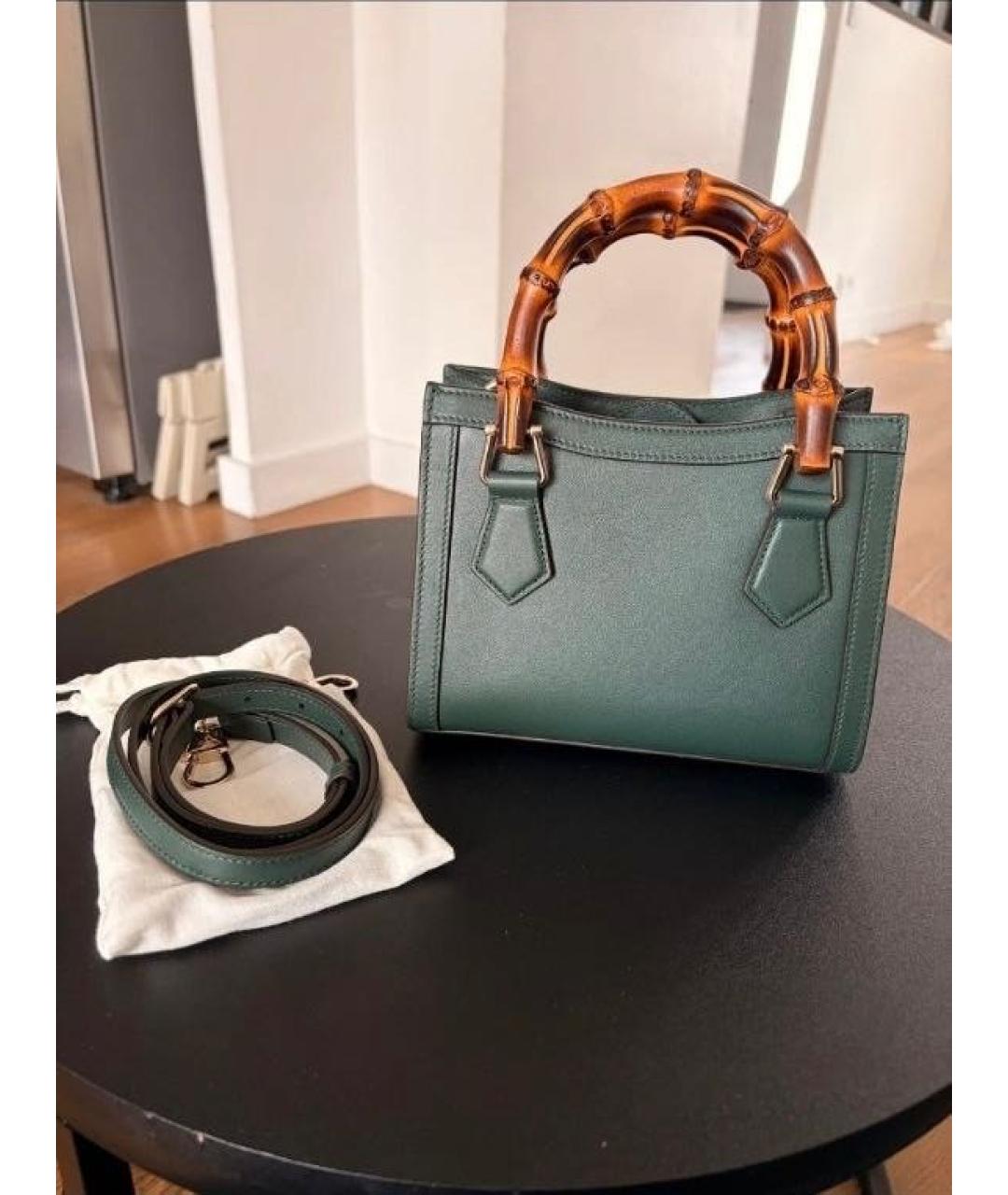GUCCI Зеленая кожаная сумка с короткими ручками, фото 3