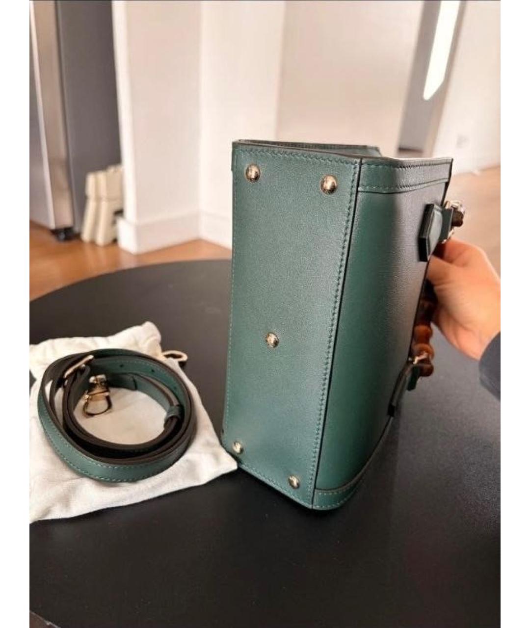GUCCI Зеленая кожаная сумка с короткими ручками, фото 4