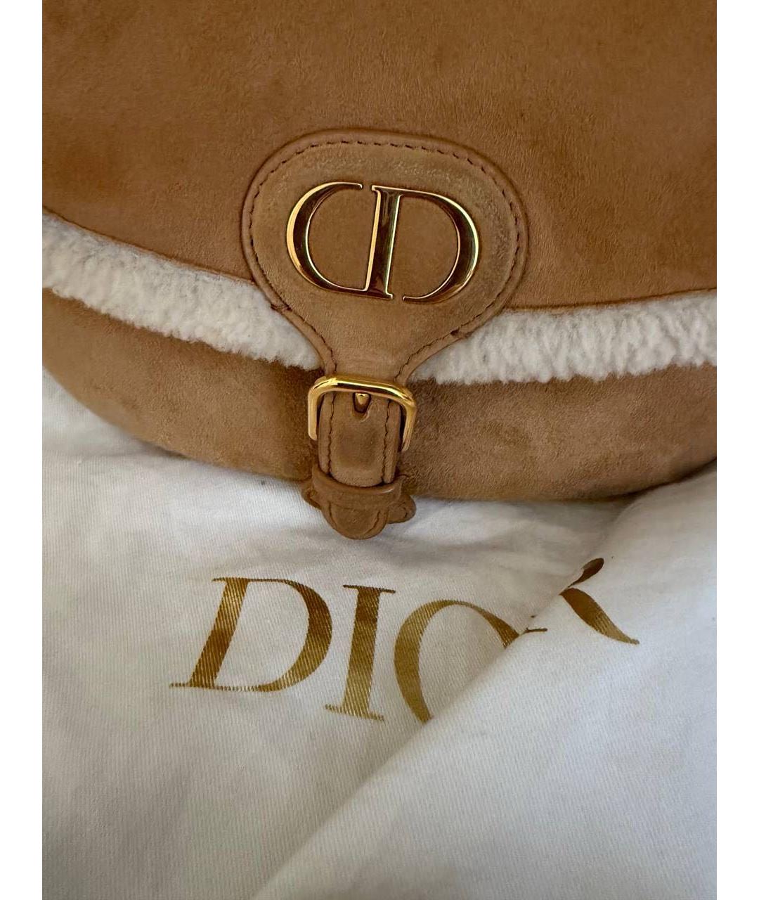 CHRISTIAN DIOR Коричневая замшевая сумка через плечо, фото 4