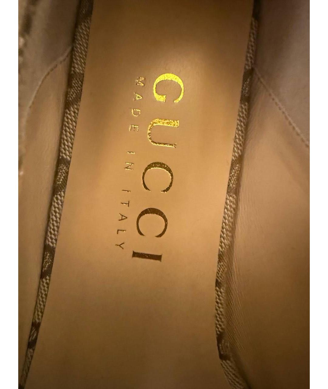 GUCCI Бежевые кожаные туфли, фото 5