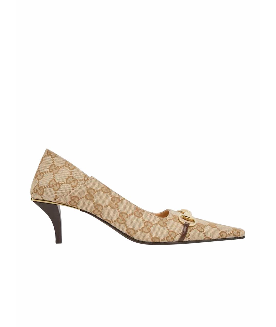 GUCCI Бежевые кожаные туфли, фото 1