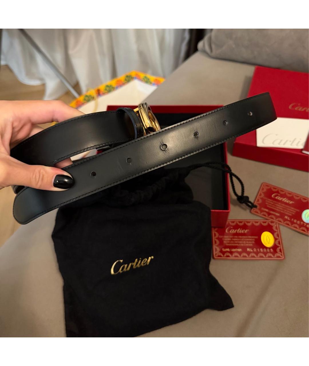 CARTIER Черный кожаный ремень, фото 6