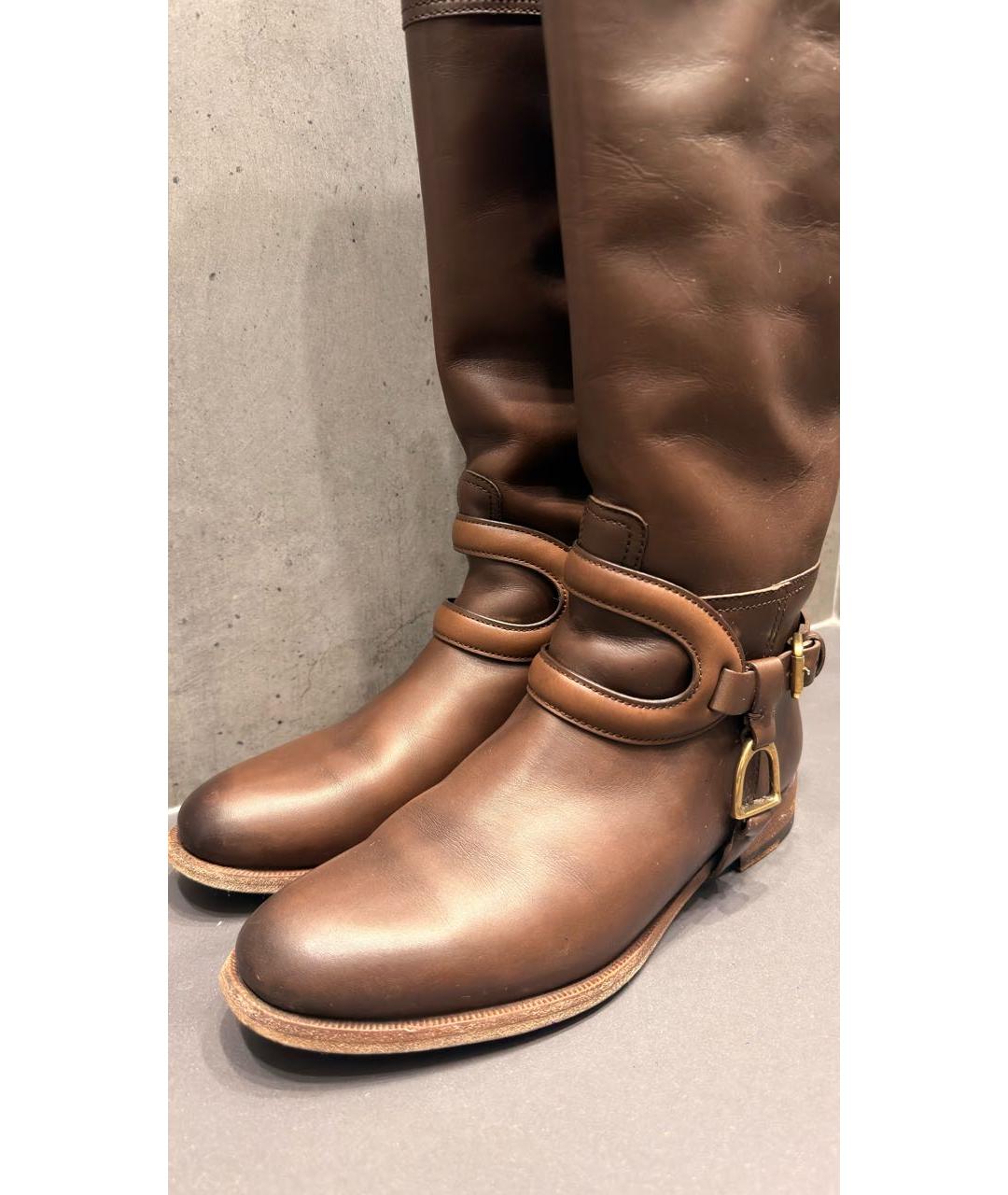 RALPH LAUREN Коричневые кожаные сапоги, фото 3