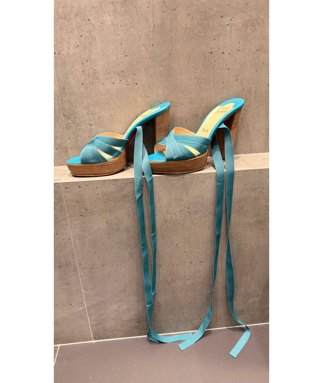 CHRISTIAN LOUBOUTIN Бирюзовые босоножки, фото 8