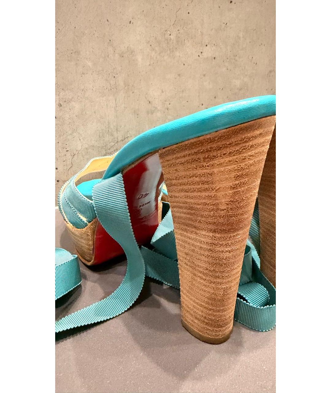 CHRISTIAN LOUBOUTIN Бирюзовые босоножки, фото 7