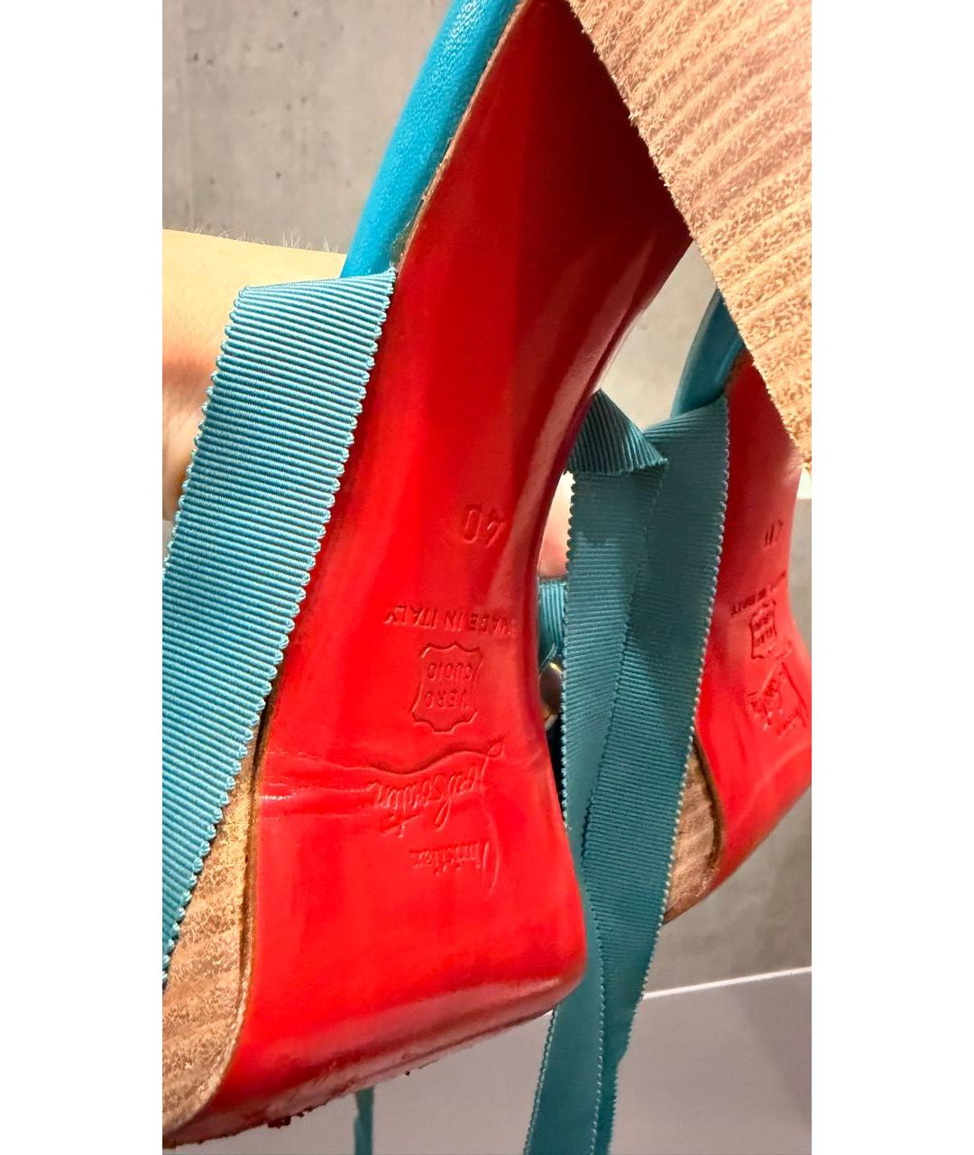 CHRISTIAN LOUBOUTIN Бирюзовые босоножки, фото 5