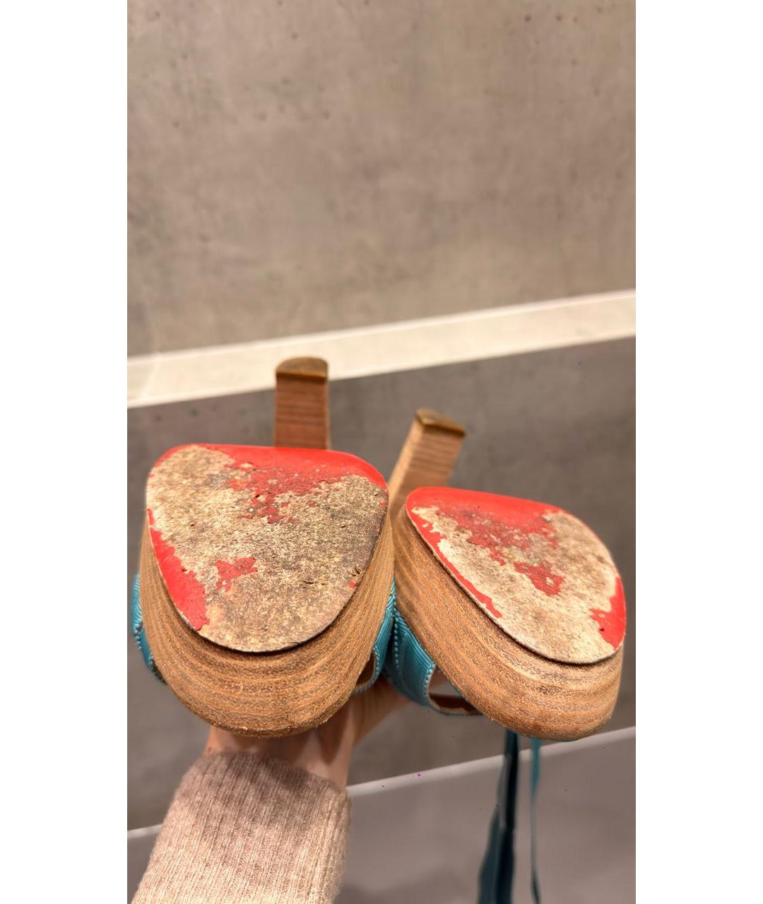 CHRISTIAN LOUBOUTIN Бирюзовые босоножки, фото 4