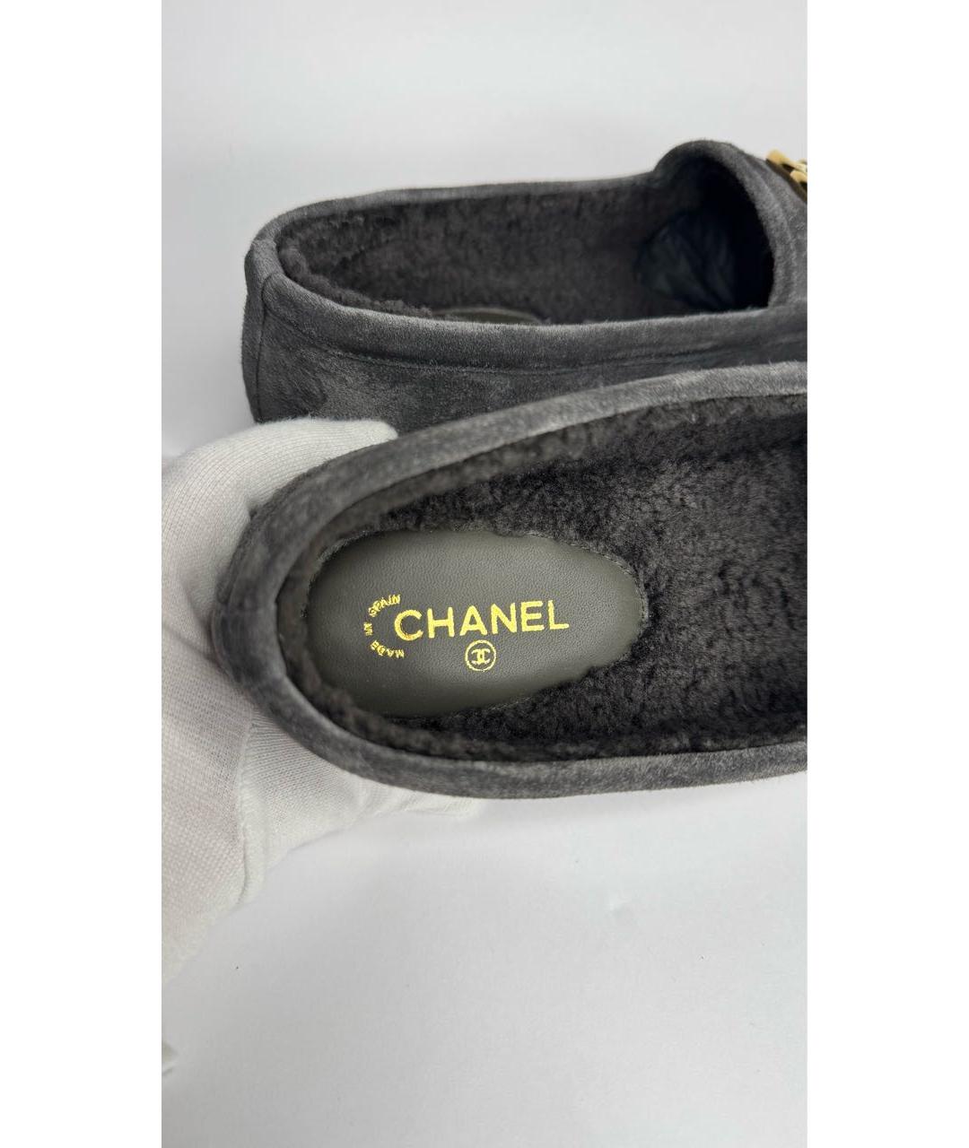 CHANEL Серые замшевые лоферы, фото 8
