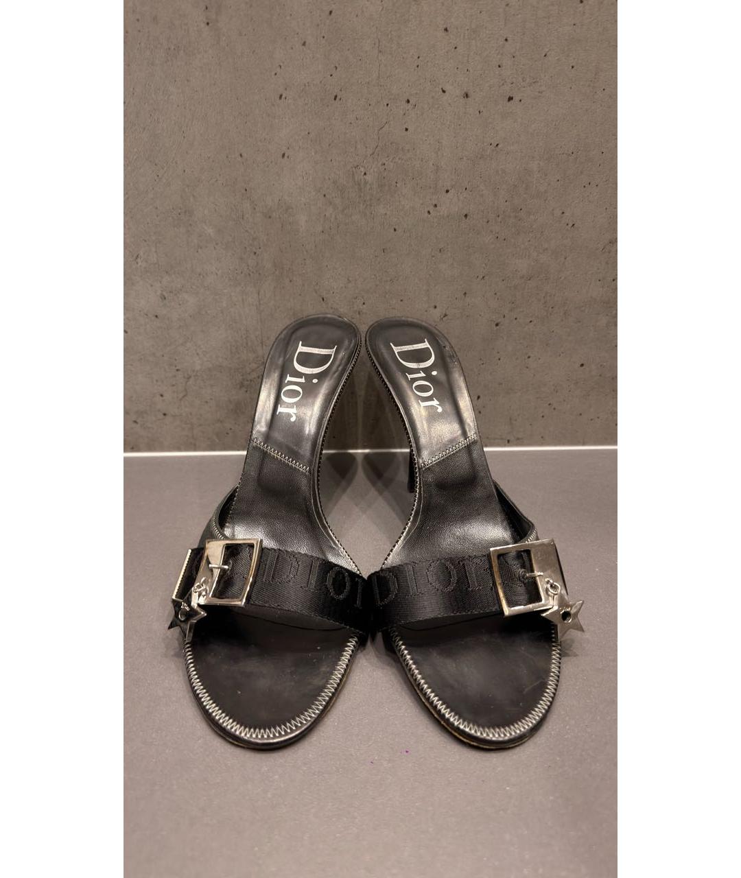 CHRISTIAN DIOR Черные кожаные мюли, фото 2