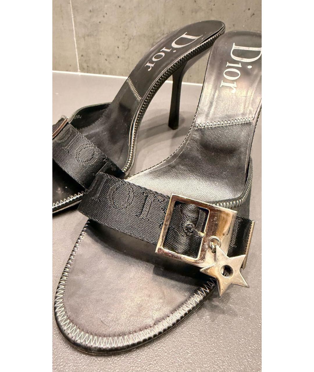 CHRISTIAN DIOR Черные кожаные мюли, фото 5