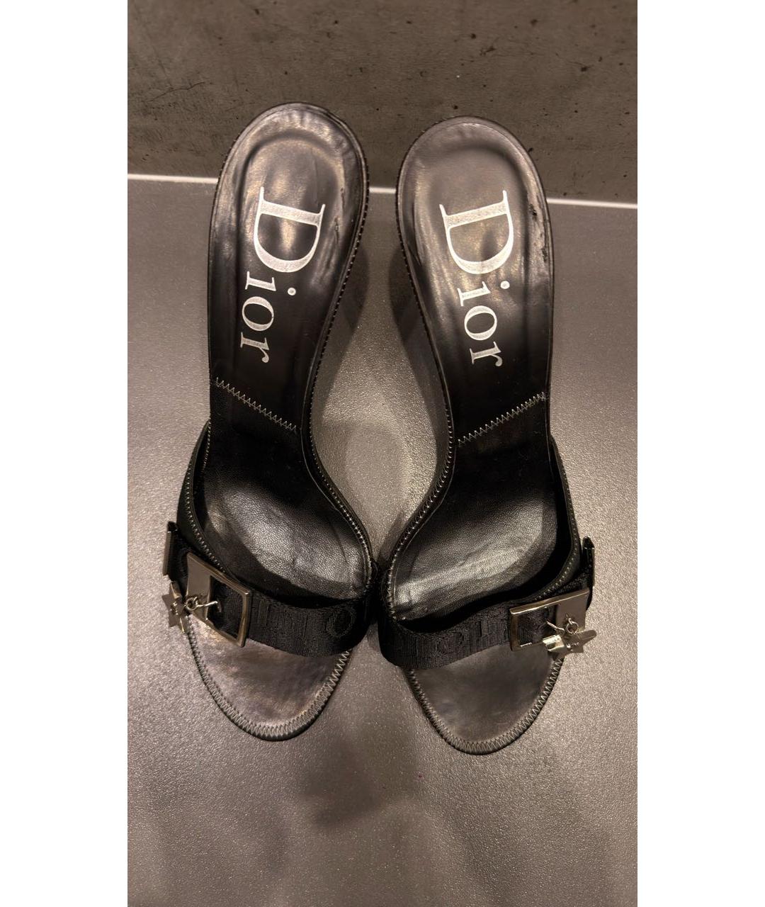CHRISTIAN DIOR Черные кожаные мюли, фото 3