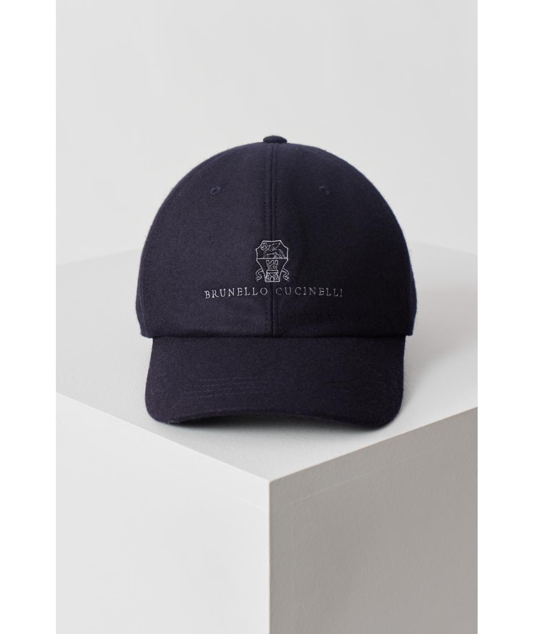 BRUNELLO CUCINELLI Темно-синяя шерстяная кепка/бейсболка, фото 3