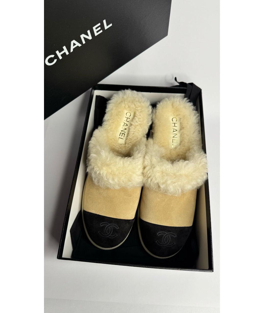 CHANEL Бежевые замшевые сабо, фото 8