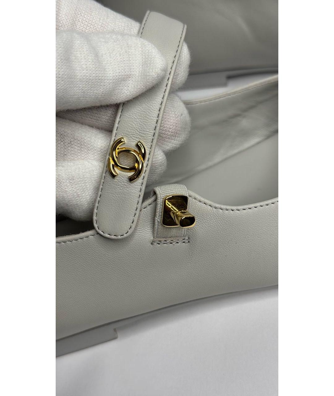 CHANEL Серые кожаные балетки, фото 8