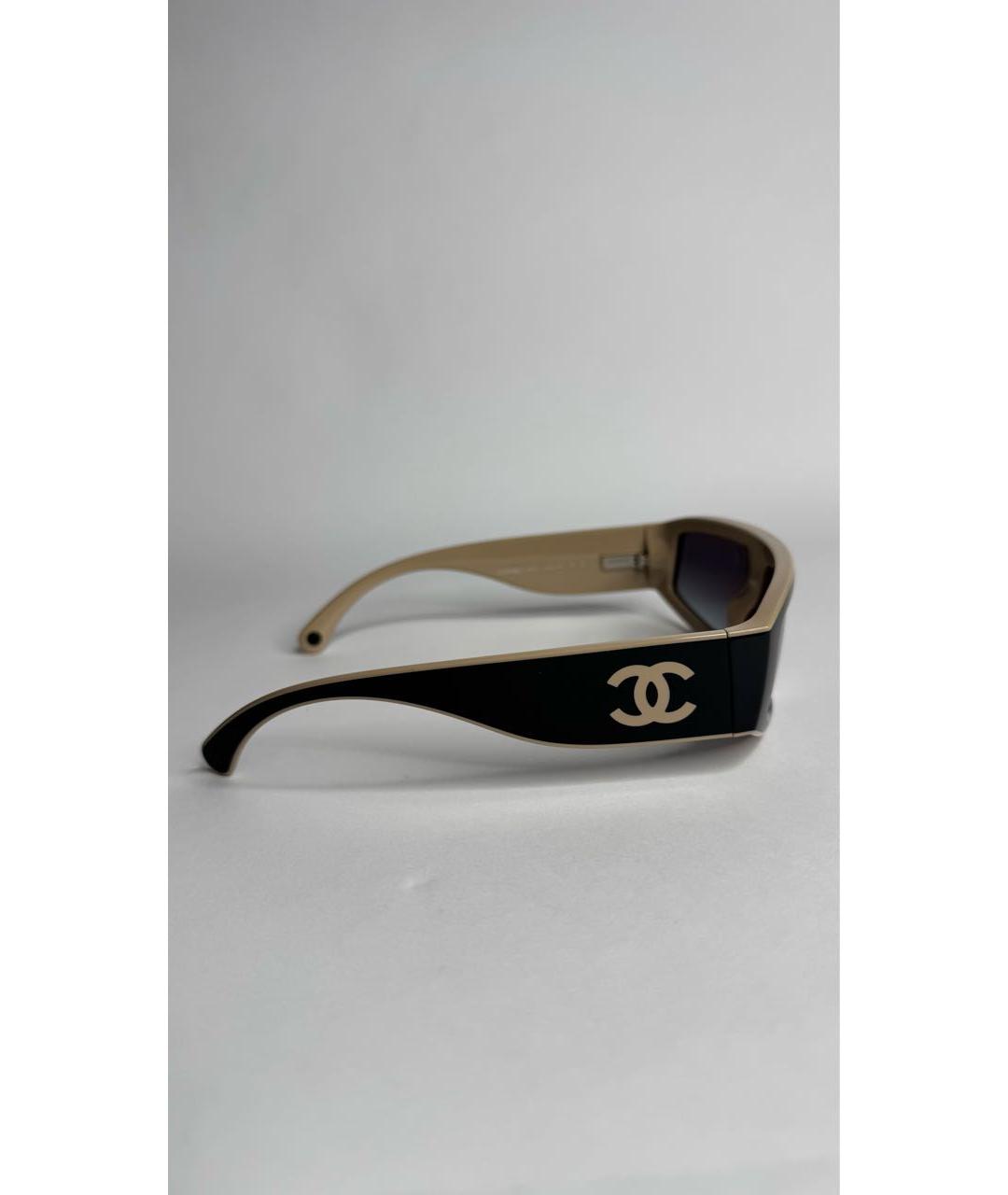 CHANEL Бежевые пластиковые солнцезащитные очки, фото 2