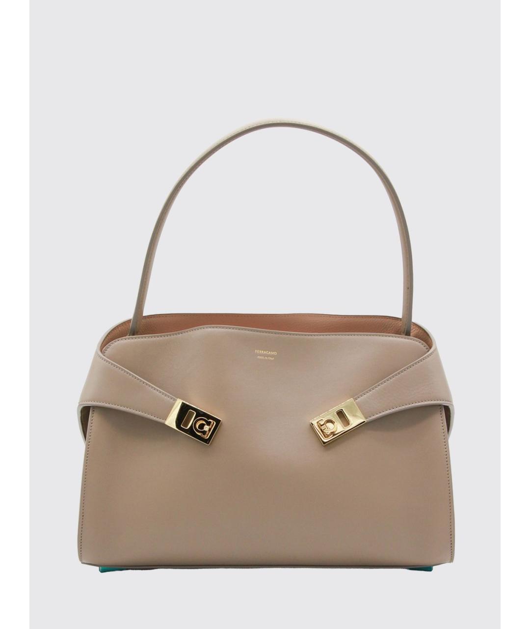 FERRAGAMO Серая кожаная сумка тоут, фото 2