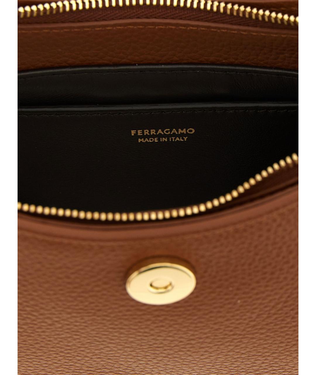 FERRAGAMO Коричневая кожаная сумка через плечо, фото 4