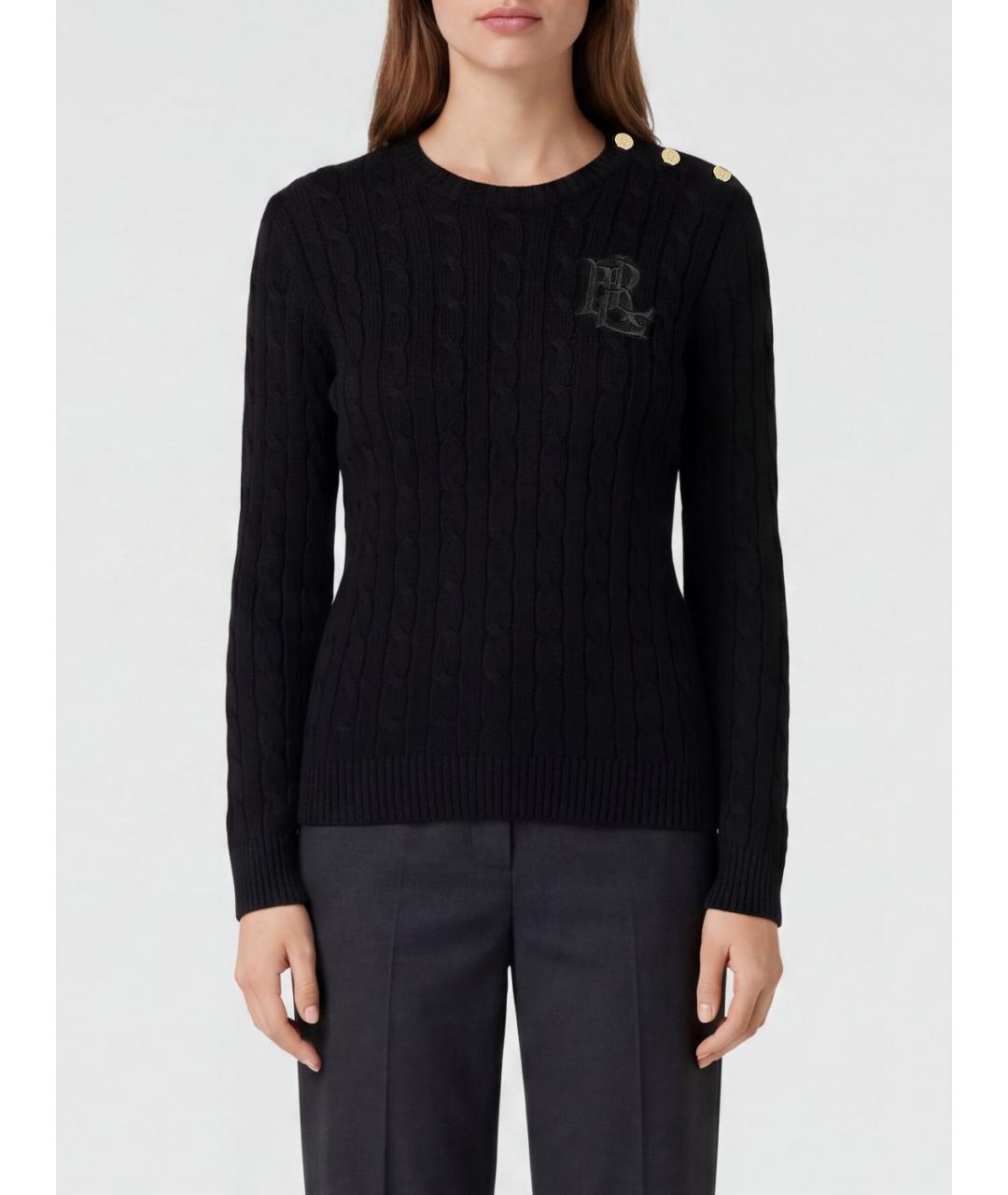 RALPH LAUREN Черный хлопковый джемпер / свитер, фото 2