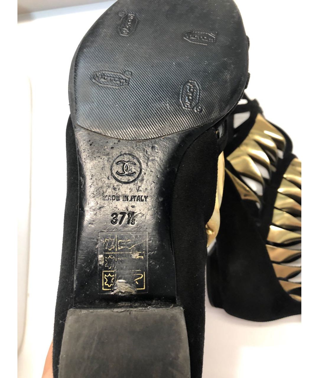 CHANEL PRE-OWNED Черные замшевые сандалии, фото 6
