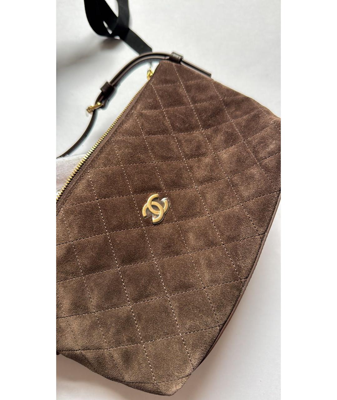 CHANEL Коричневая замшевая сумка через плечо, фото 4