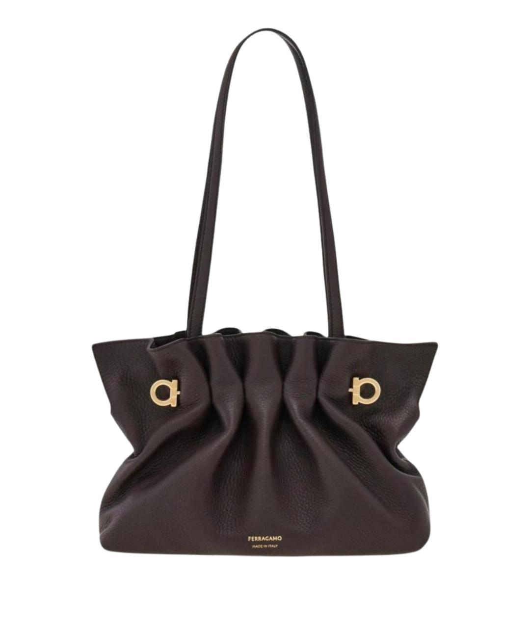 FERRAGAMO Коричневая кожаная сумка тоут, фото 1