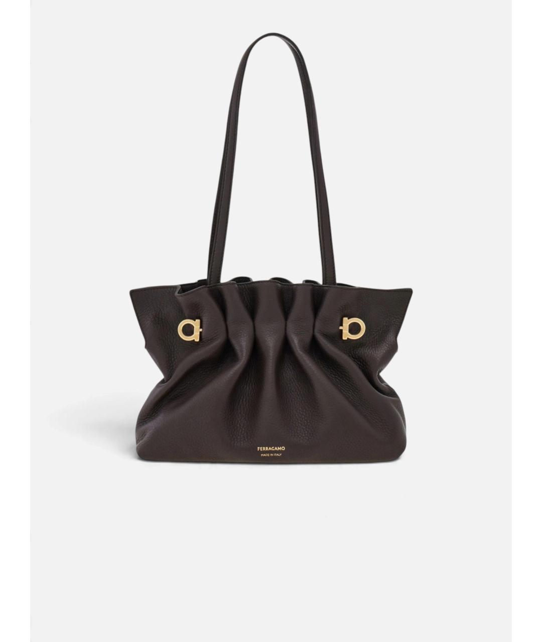 FERRAGAMO Коричневая кожаная сумка тоут, фото 2