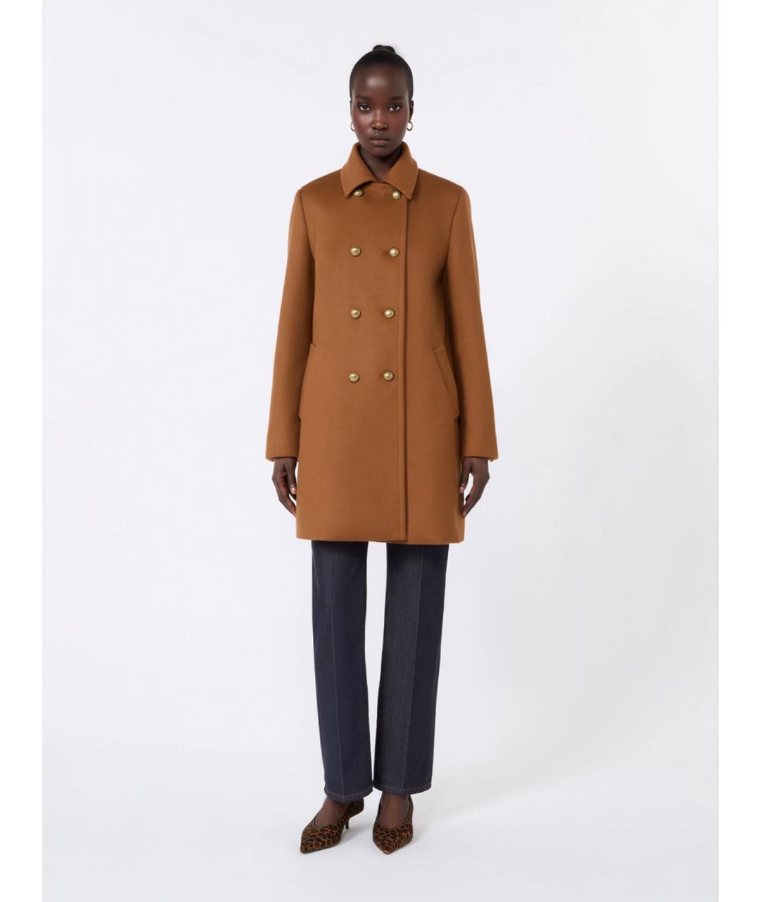 MAX MARA Коричневое шерстяное пальто, фото 3