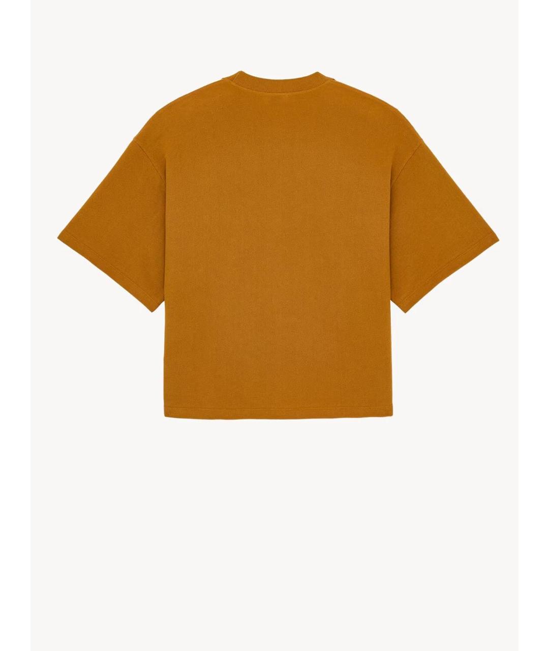 SAINT LAURENT Бежевая хлопковая футболка, фото 2