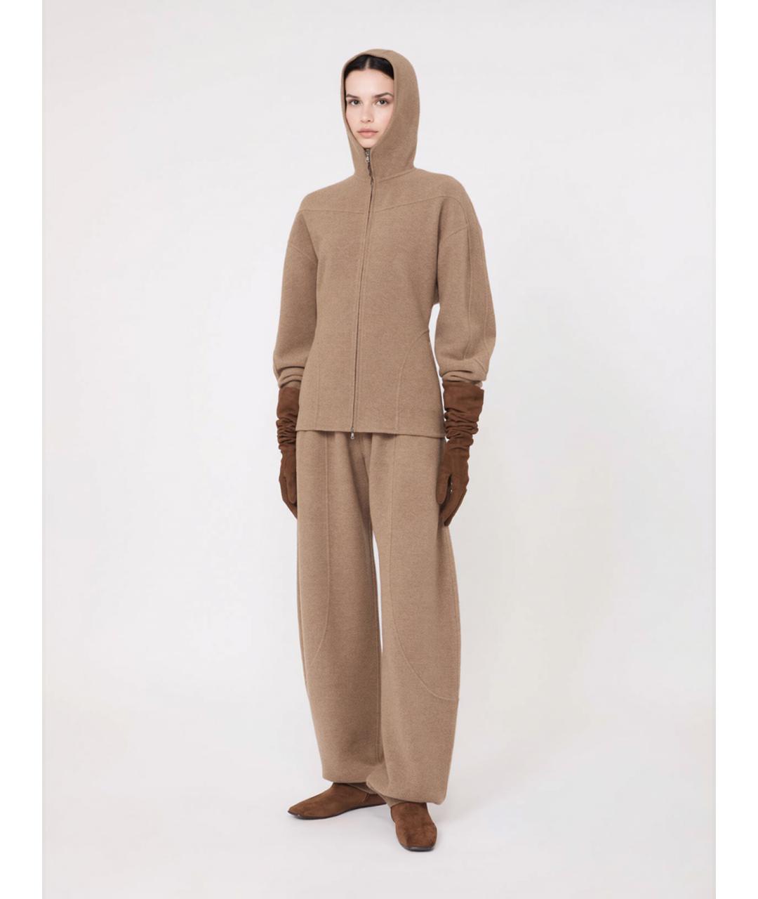 MAX MARA Бежевые шерстяные прямые брюки, фото 2