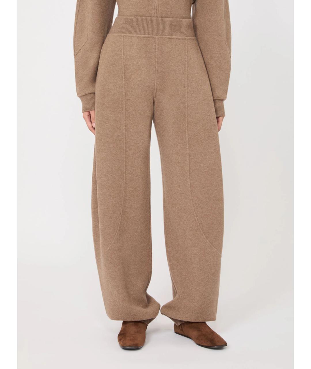 MAX MARA Бежевые шерстяные прямые брюки, фото 3