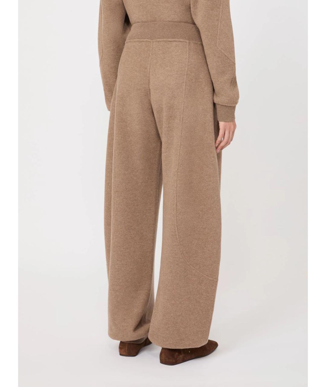 MAX MARA Бежевые шерстяные прямые брюки, фото 4