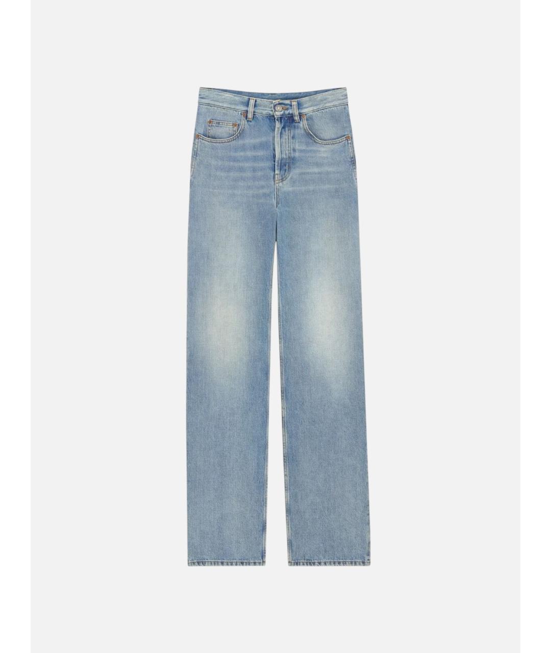SAINT LAURENT Синие хлопковые прямые джинсы, фото 3