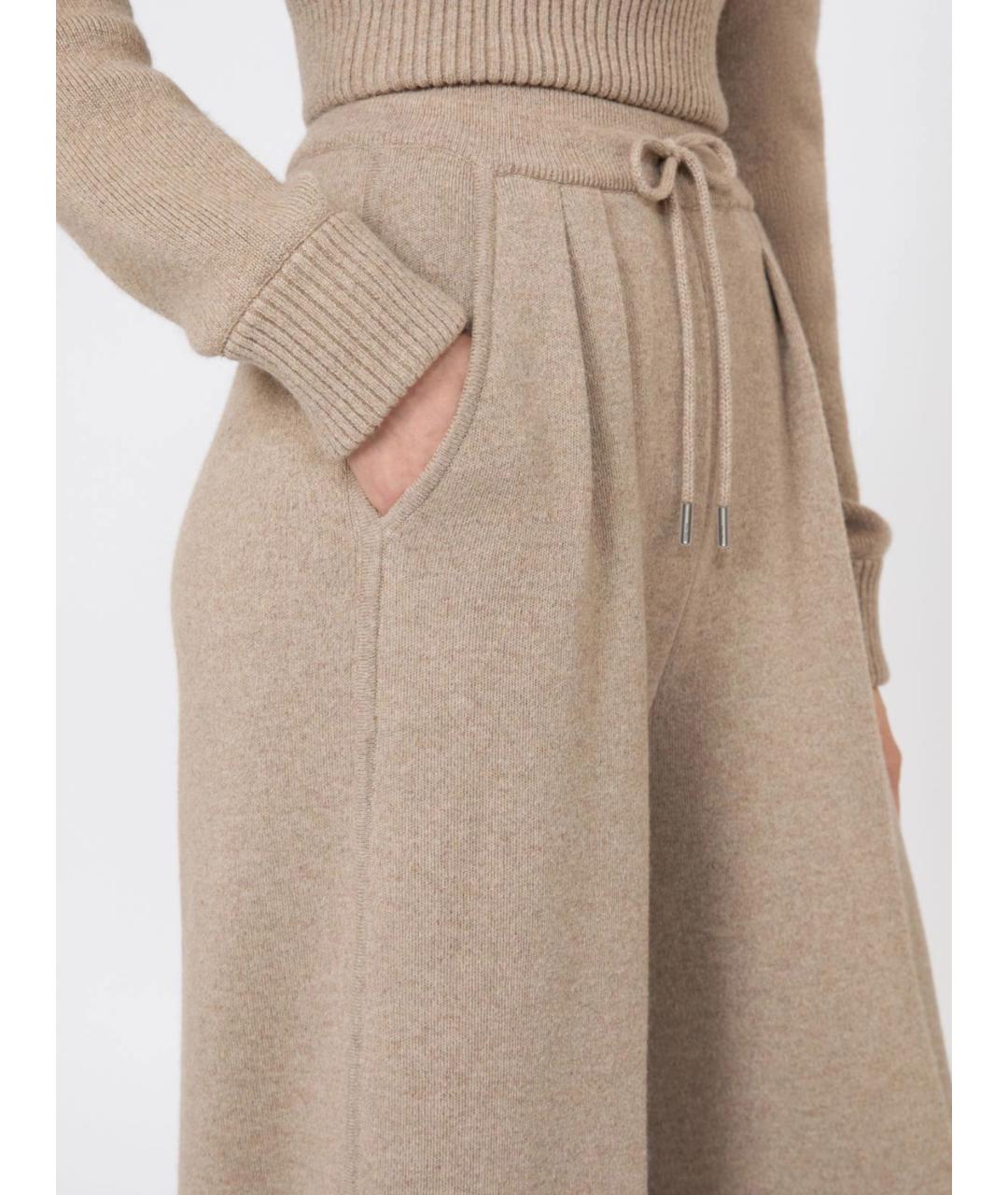 MAX MARA Бежевые шерстяные брюки широкие, фото 5