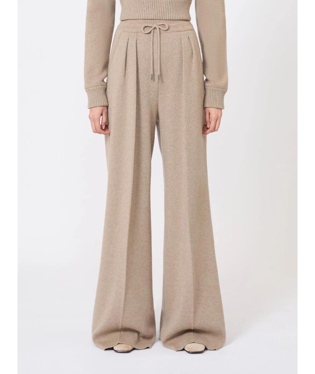 MAX MARA Бежевые шерстяные брюки широкие, фото 3