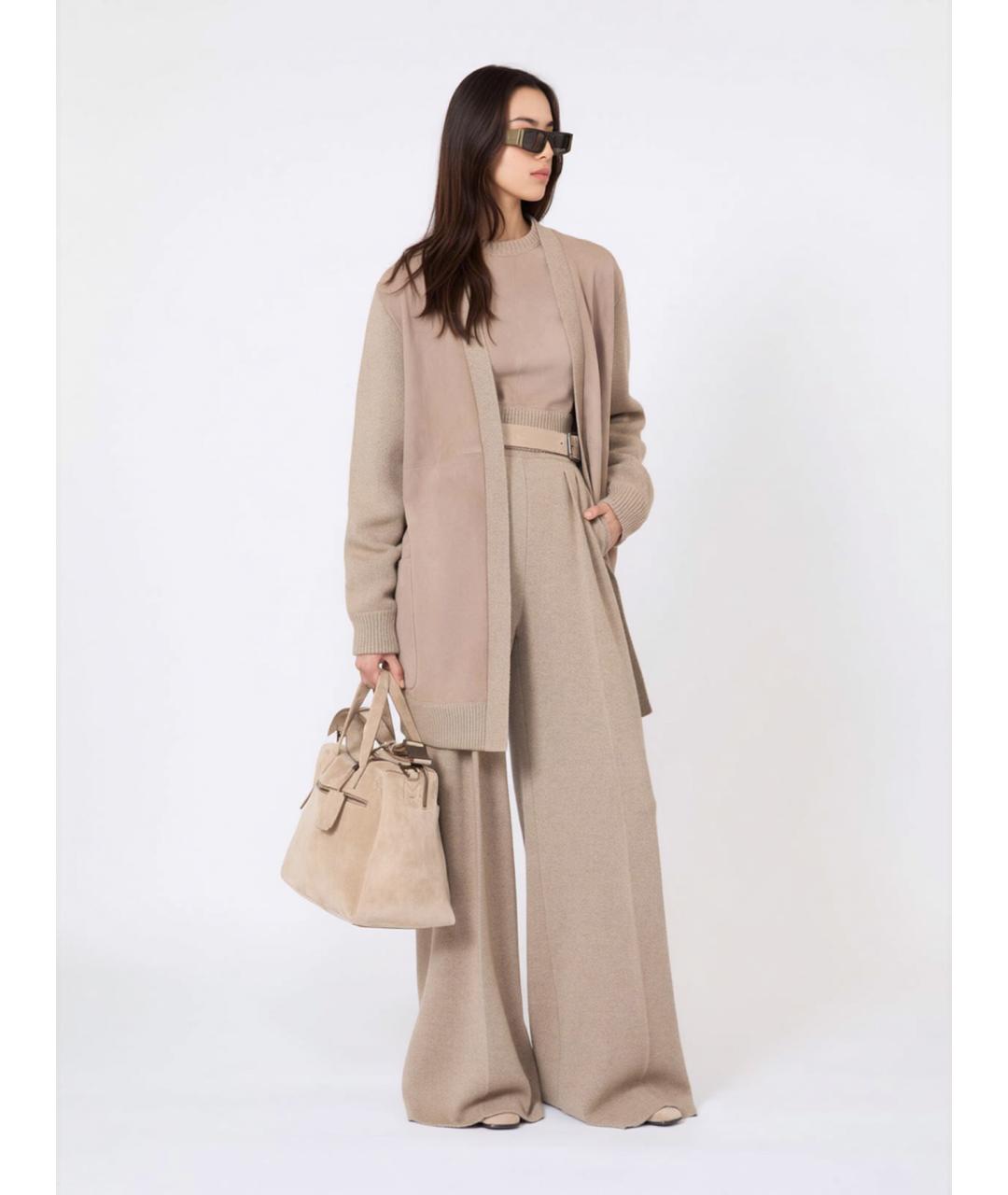 MAX MARA Бежевые шерстяные брюки широкие, фото 2