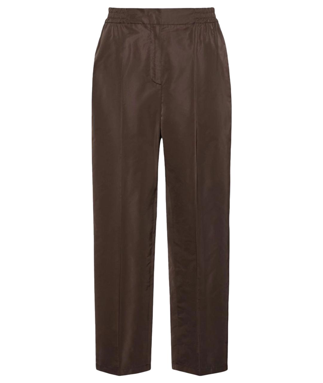 MAX MARA Коричневые полиэстеровые прямые брюки, фото 1