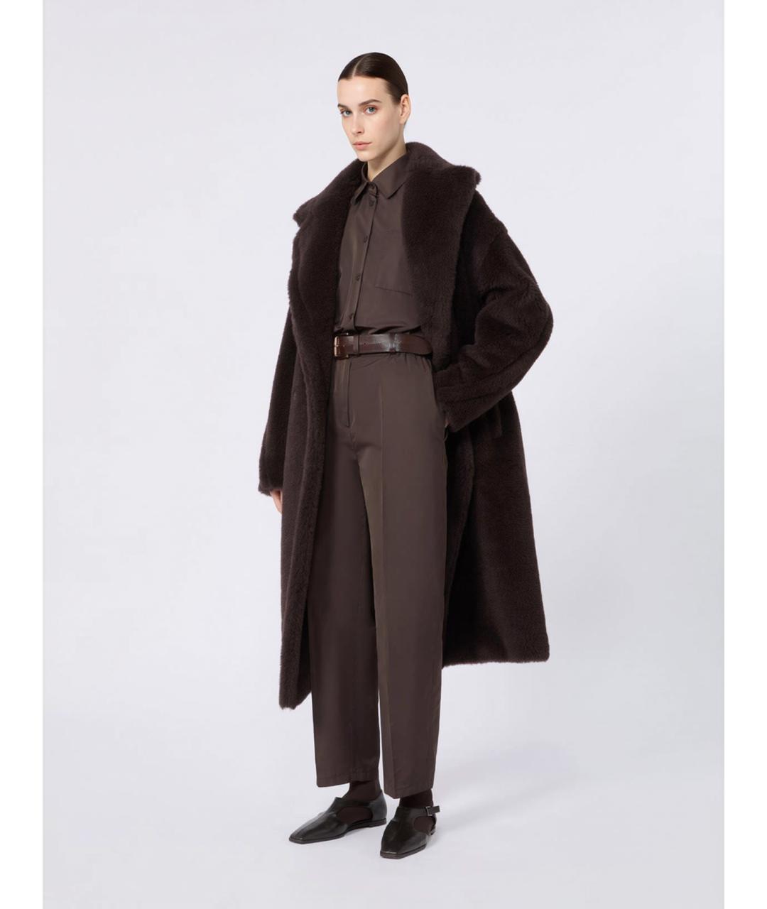 MAX MARA Коричневые полиэстеровые прямые брюки, фото 2