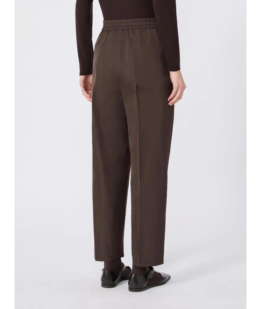 MAX MARA Коричневые полиэстеровые прямые брюки, фото 4