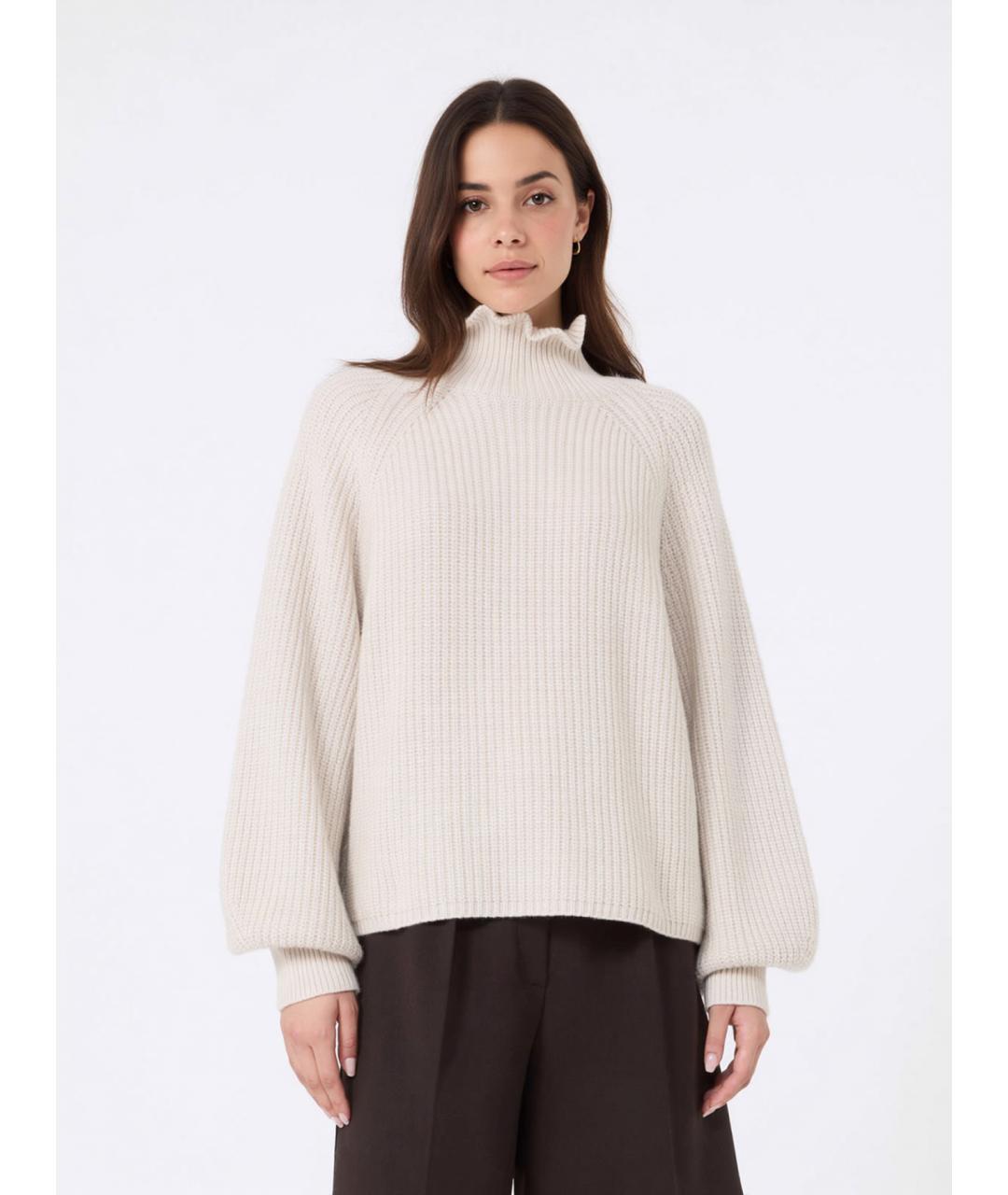 MAX MARA Бежевый шерстяной джемпер / свитер, фото 3