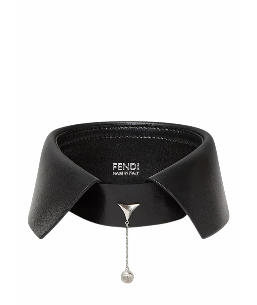 FENDI Черное кожаное колье, фото 1