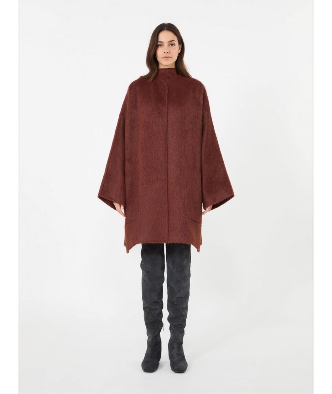 MAX MARA Бордовое шерстяное пальто, фото 2
