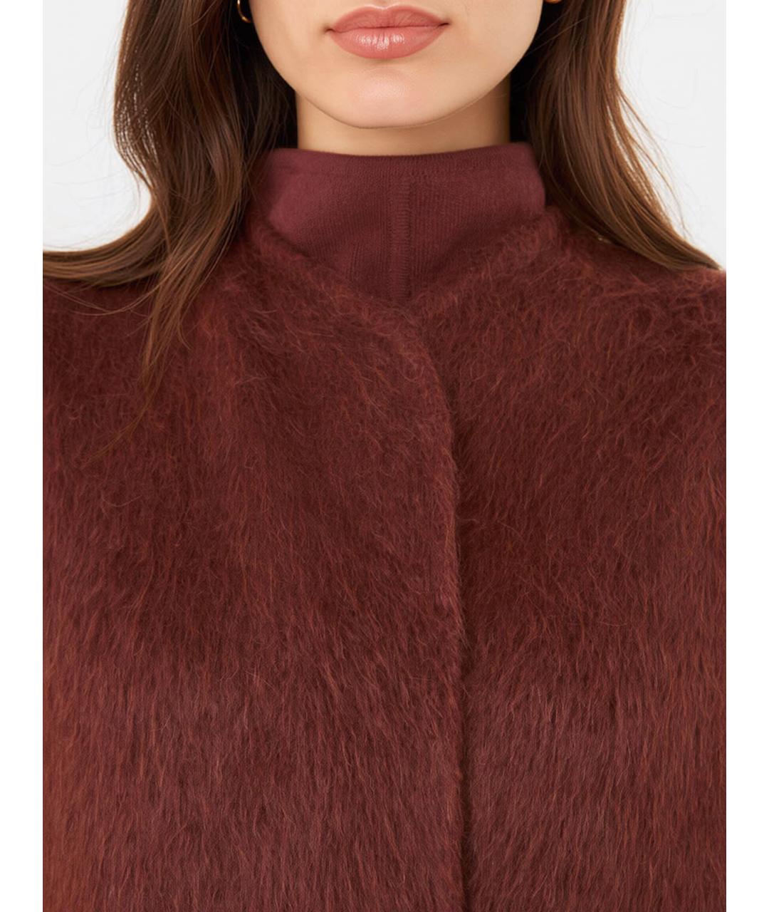 MAX MARA Бордовое шерстяное пальто, фото 5