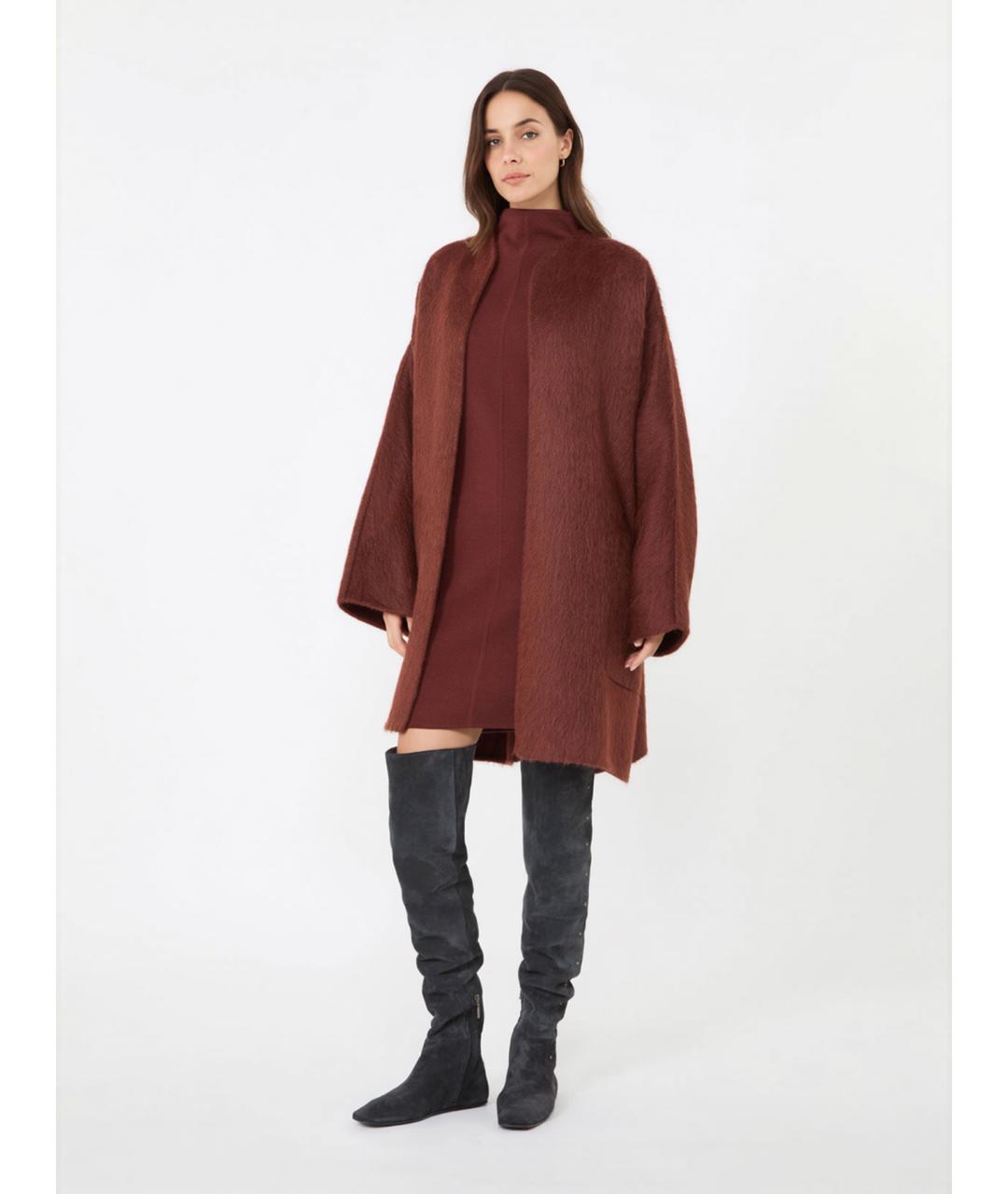 MAX MARA Бордовое шерстяное пальто, фото 3