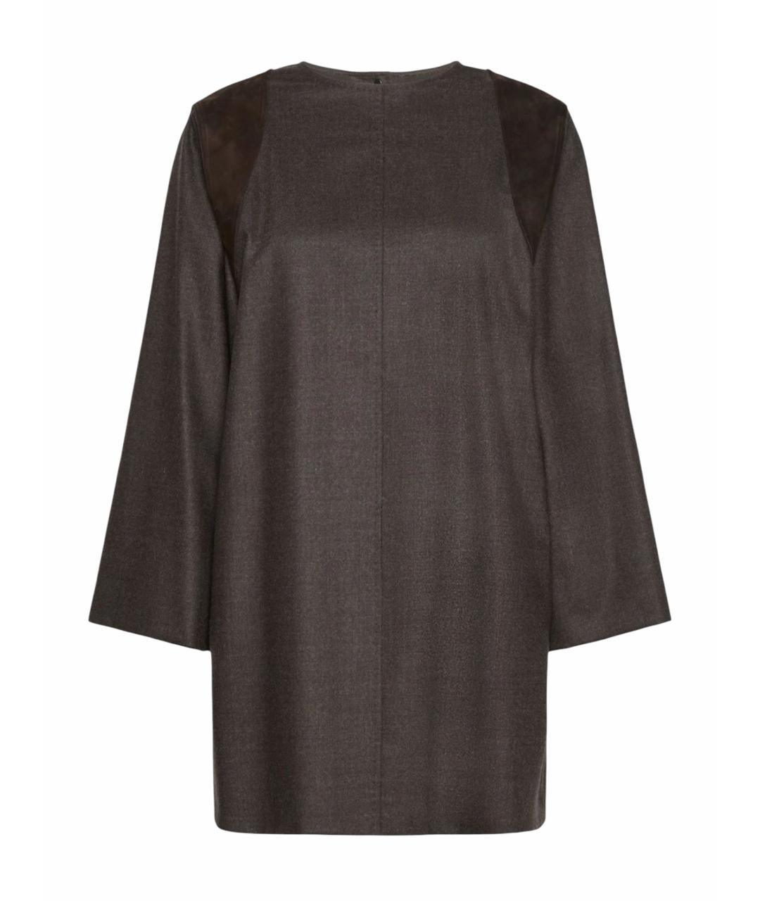 MAX MARA Коричневое шерстяное повседневное платье, фото 1