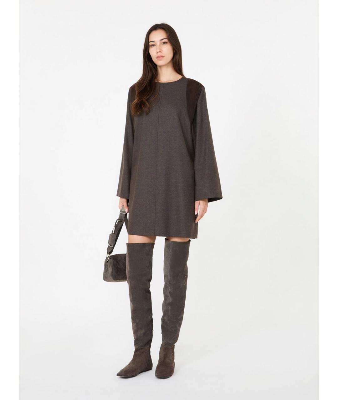 MAX MARA Коричневое шерстяное повседневное платье, фото 2