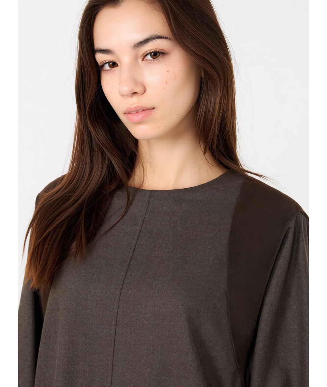 MAX MARA Коричневое шерстяное повседневное платье, фото 4