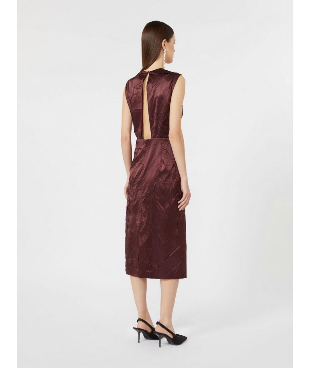 MAX MARA Бордовое шелковое коктейльное платье, фото 4