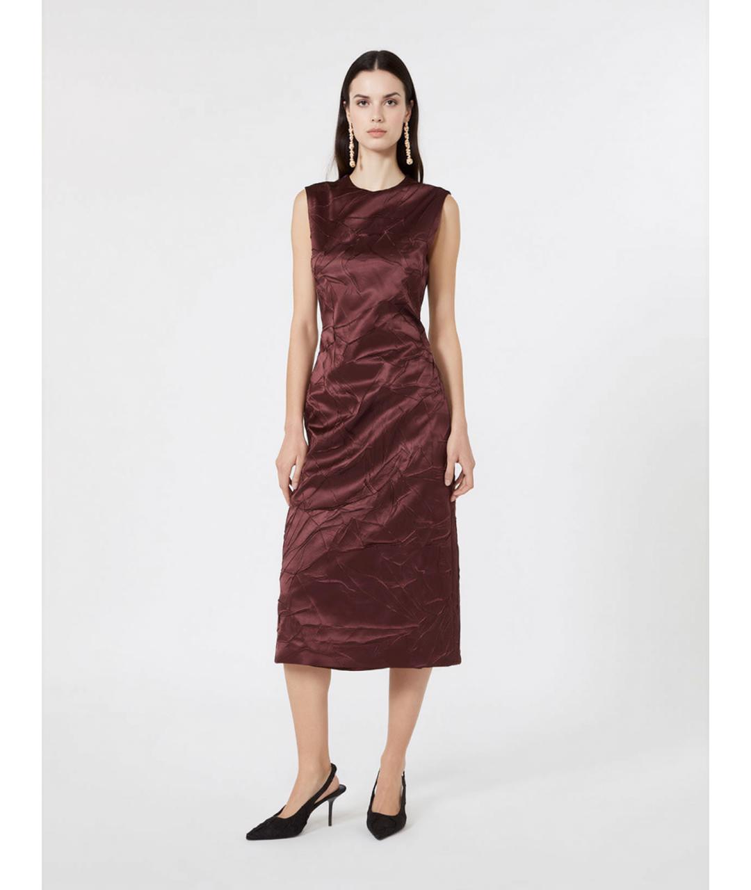 MAX MARA Бордовое шелковое коктейльное платье, фото 3