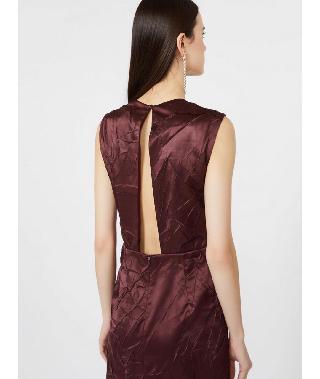 MAX MARA Бордовое шелковое коктейльное платье, фото 5